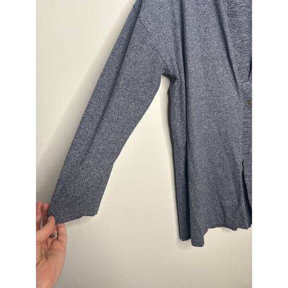 Cuddl Duds Soft Cardigan Sweater Petite Large Heather Navy Blue Loungewear Top - Picture 5 of 9